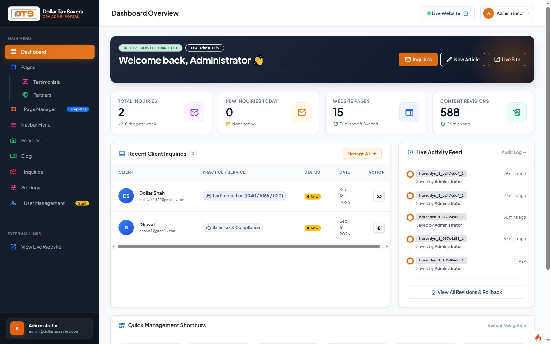 Admin Dashboard