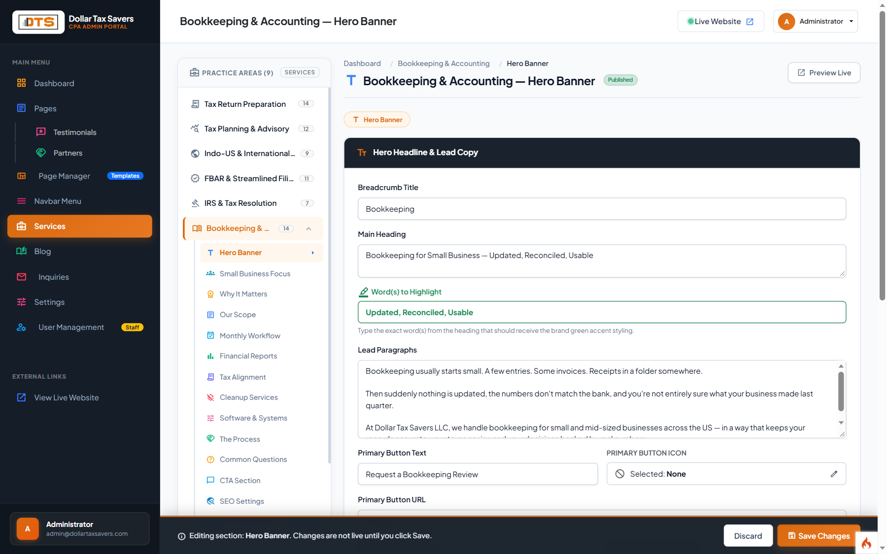 Bookkeeping Editor