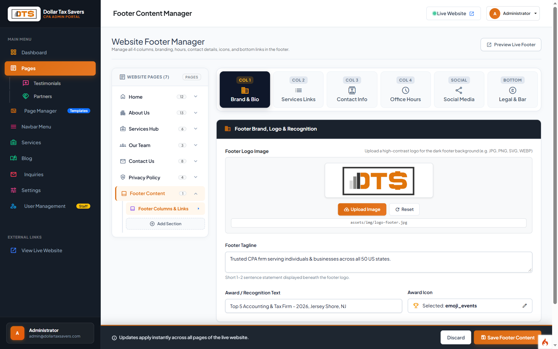 Footer Editor